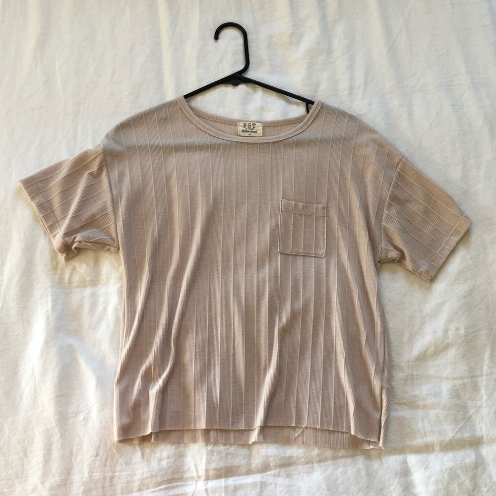 Project Social T Tee with Front Pocket Size Medium - Cream Color.